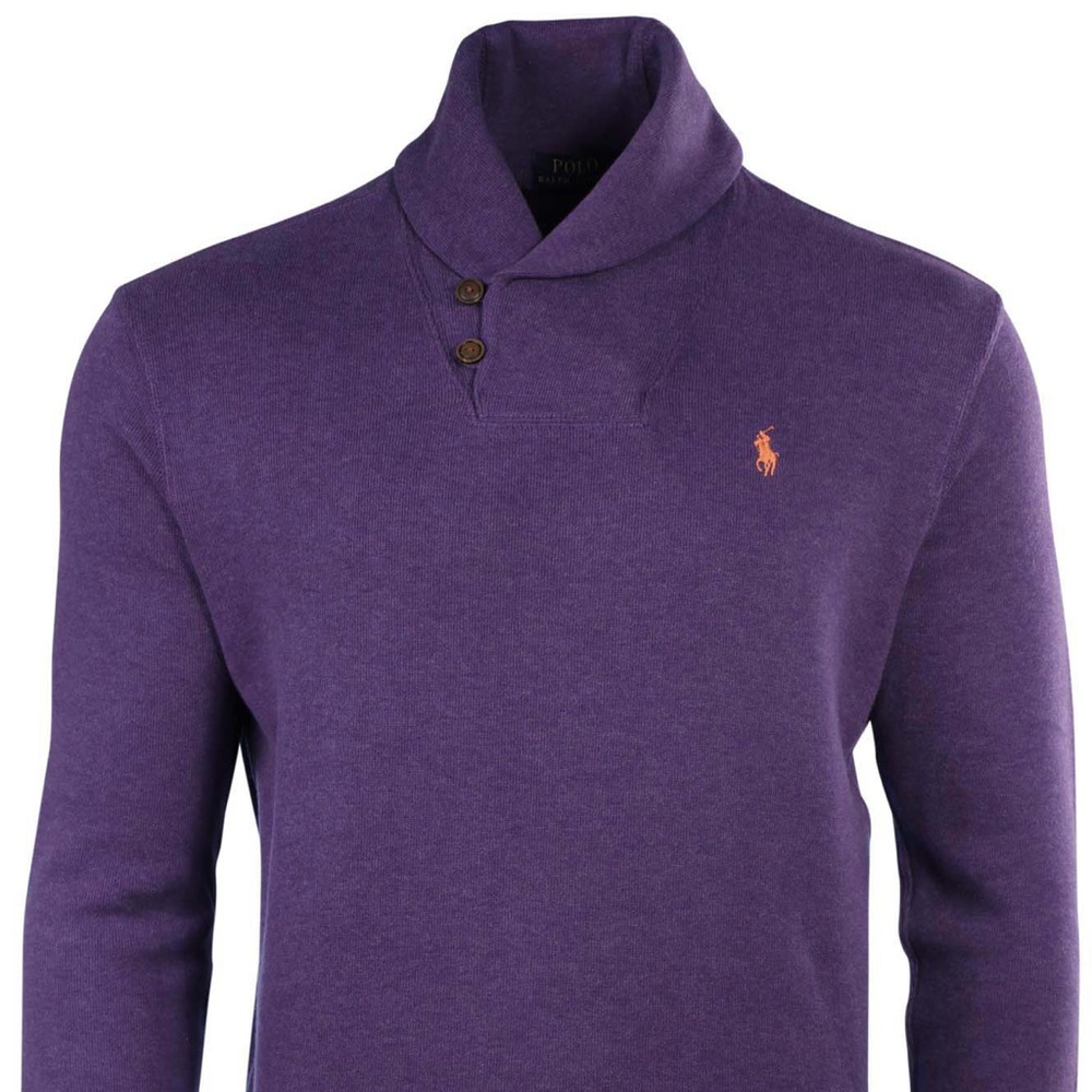 Purple Cowl Neck Men’s Luxury Polo Sweater